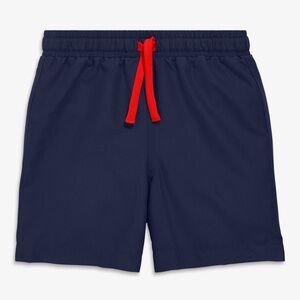 Primary Navy Swim Trunks with Red Drawstring